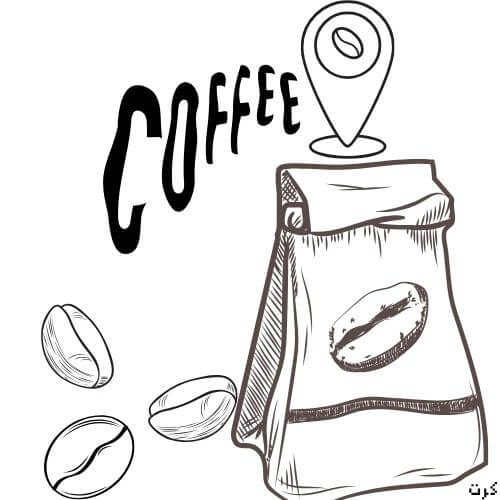 كرت شعار قهوة باللون الابيض والاسود